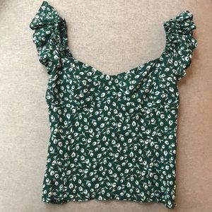 Reformation Floral Ruffle Sleeve Tank